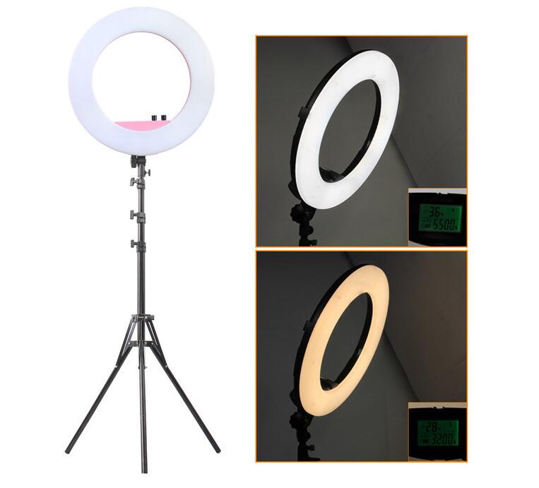Dimmable Ring Video Light 18 inch LED Ring Light Bicolor for Camera Iphone Makeup & Beauty photography