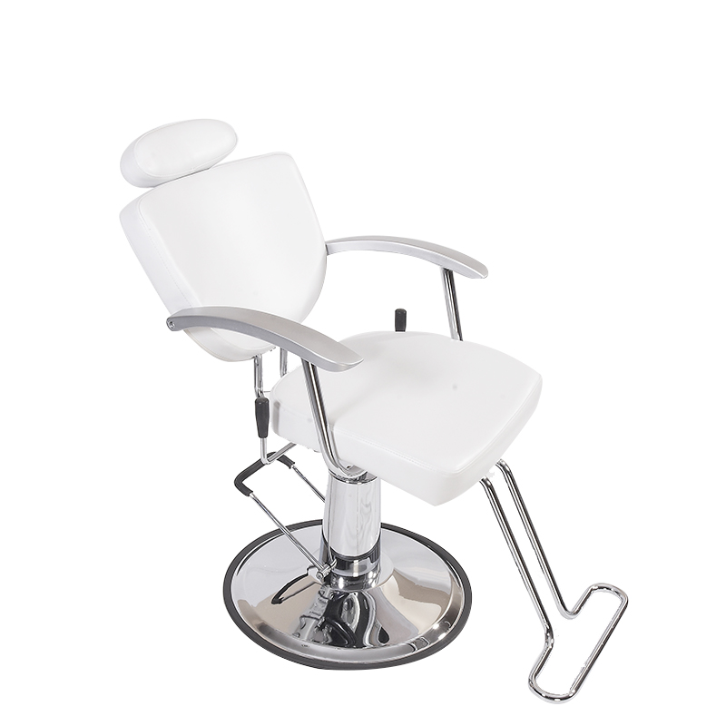 United Kingdom White Leather Unique Reclining Barber Shop Hydraulic Styling Makeup Chair