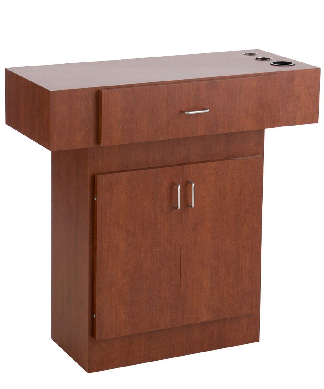 Econo wood salon station barber counter with storage cabinet