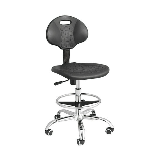 ESD Industrial Workshop PU Chair Stainless Steel Anti-Static Swivel Office Staff Seating Laboratory Wheels Stool